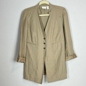 Chico's Linen Jacket Blazer Lace Cuffs Cottagecore PS